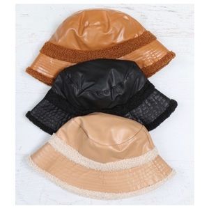 A Girl Thing Leather Bucket Hat- Light Taupe